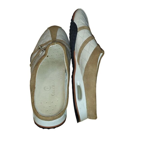 Cole Haan Mule Slides Women Sz 7.5 B Ivory Camel Tan Leather Quilted Mule Slides - Picture 5 of 7